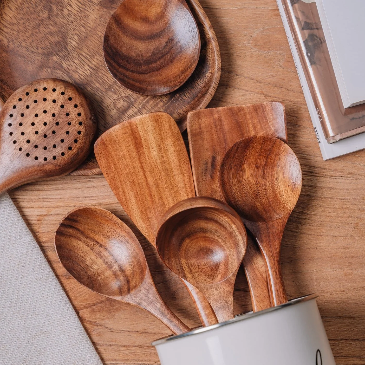 Teak Wooden Utensil Set - Image 2